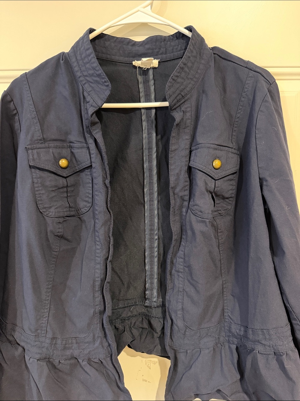 Westport Navy Ruffle-Hem Utility Jacket - Picture 3 of 4